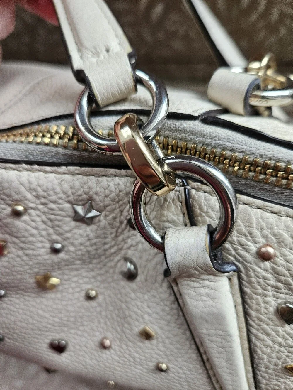 EUC Coach Small Leather Stardust Kelsey Satchel Crossbody In Chalk White
